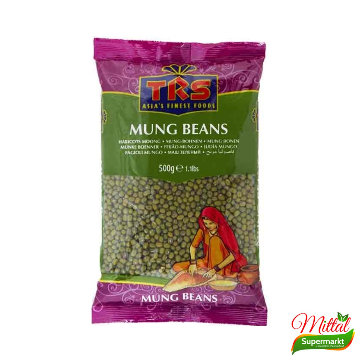 TRS Moong Beans Whole 500g, Hele Groene Mungbonen (Green Mung)