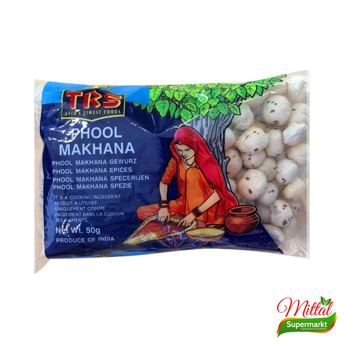 TRS Phool Makhana 50g, Gepofte Lotuszaden (Fox Nuts)