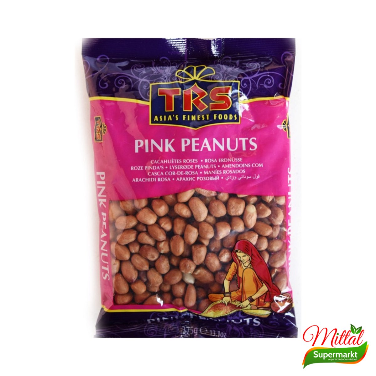 TRS Pink Peanuts 375g, Rode Pinda's met Vlies (Moongphali)