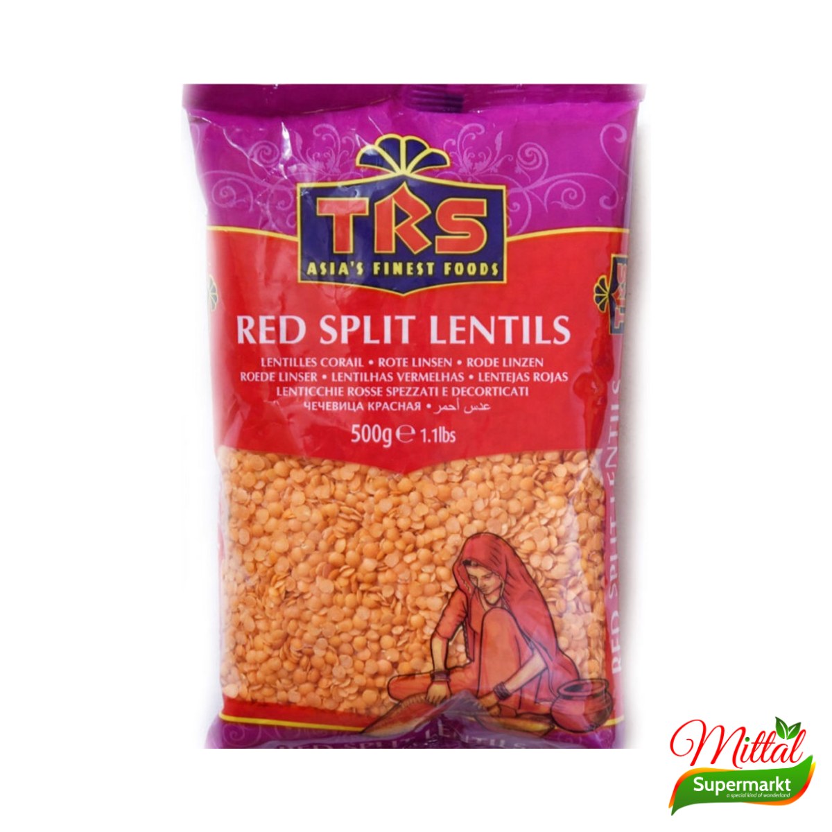 TRS Red Lentils 500g, Rode Split Linzen (Masoor Dal)