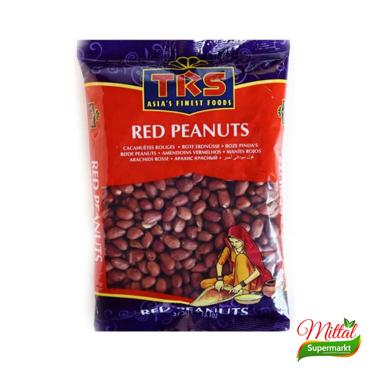 TRS Rode Pinda's 375g, Rauwe Roodschillige Pinda's (Red Skin Peanuts)