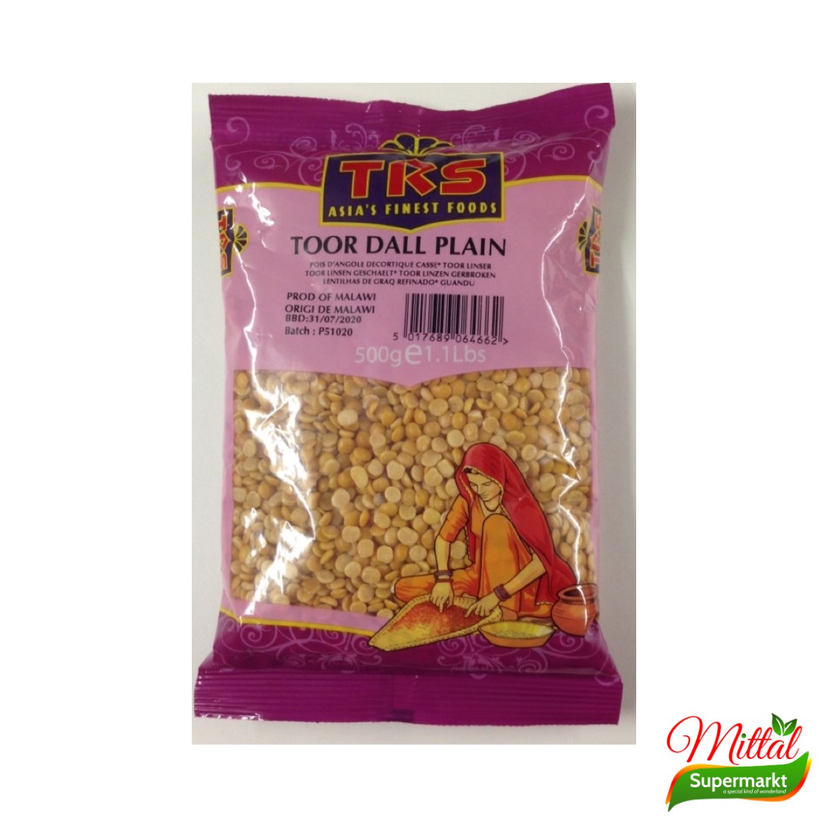 TRS Toor Dal 500g, Gespleten Duiveerwten (Pigeon Peas)