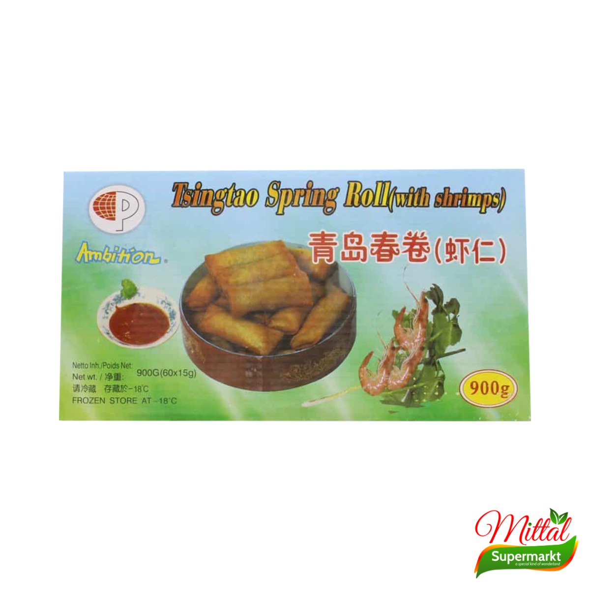 Tsingtao Mini Loempia's met Garnalen 60 Stuks, Diepvriessnack (Shrimp Spring Rolls)