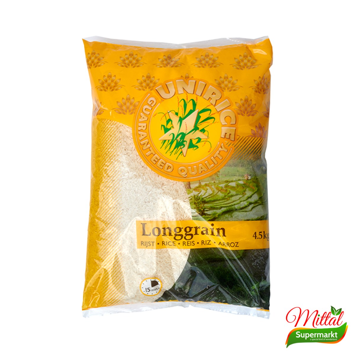 Unirice Langkorrelige Rijst 4,5kg, Witte Rijst Voordeelverpakking (Long Grain Rice)