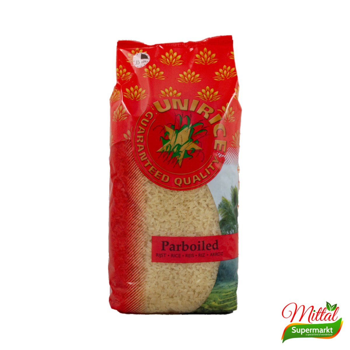 Unirice Parboiled Rijst 2kg, Voorgekookte Langkorrelige Rijst (Parboiled Rice)